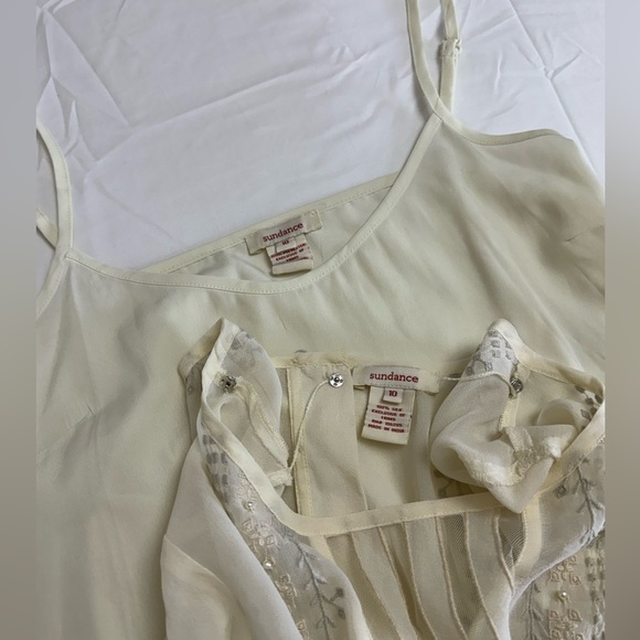 Sundance 100% Silk Beaded & Embroidered Midi Dress Size 10 With Slip Coastal - Picture 7 of 16